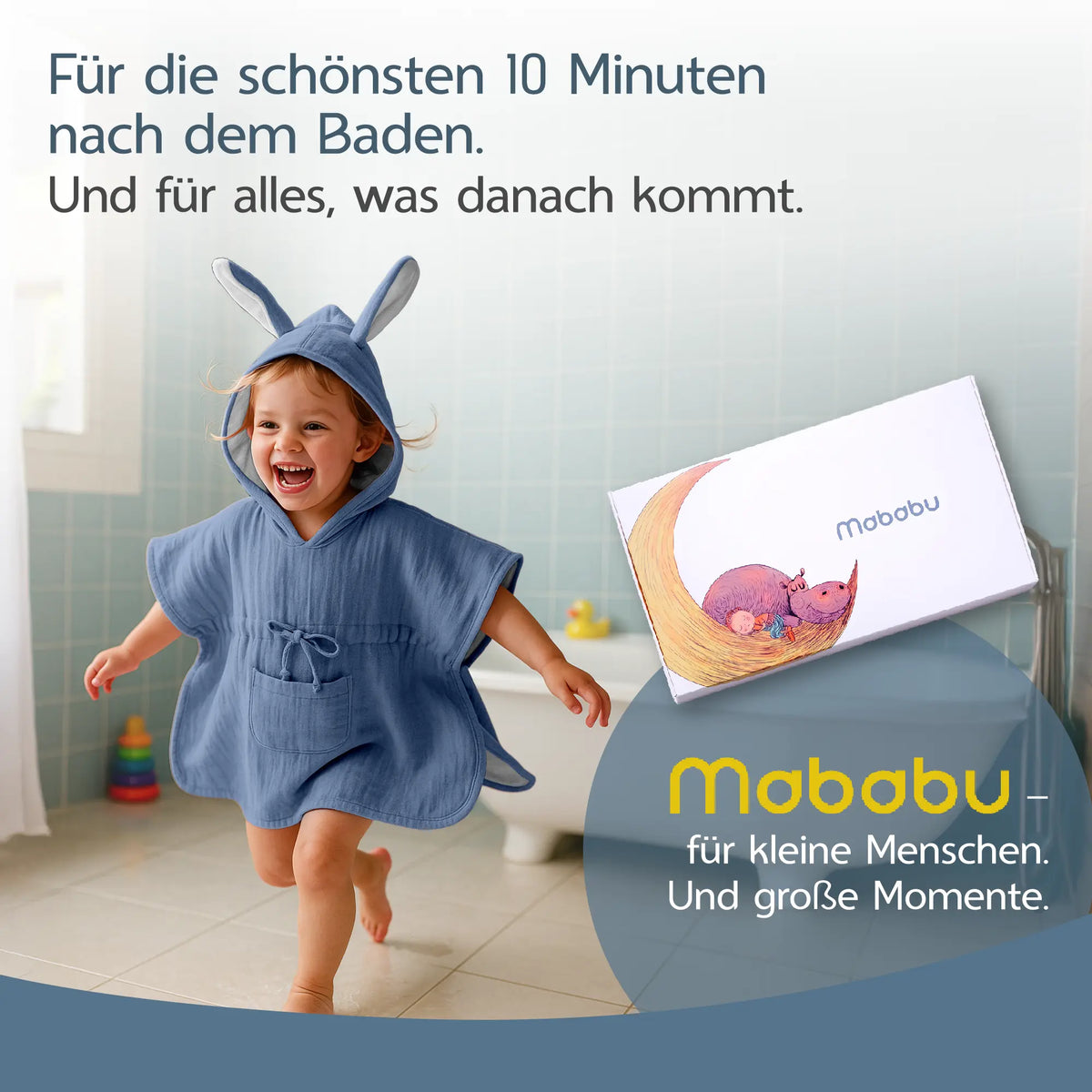 Mababu Badeponcho mit Hasenohren aus Bio-Musselin – Bild 67