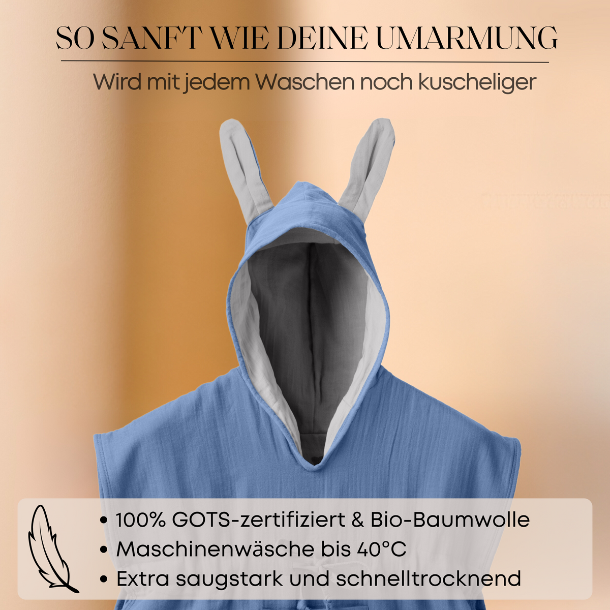 Mababu Badeponcho mit Hasenohren aus Bio-Musselin – Bild 33