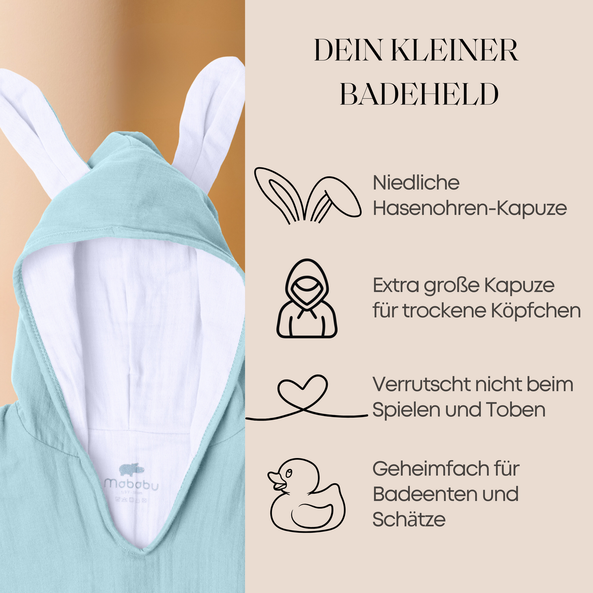 Mababu Badeponcho mit Hasenohren aus Bio-Musselin – Bild 55