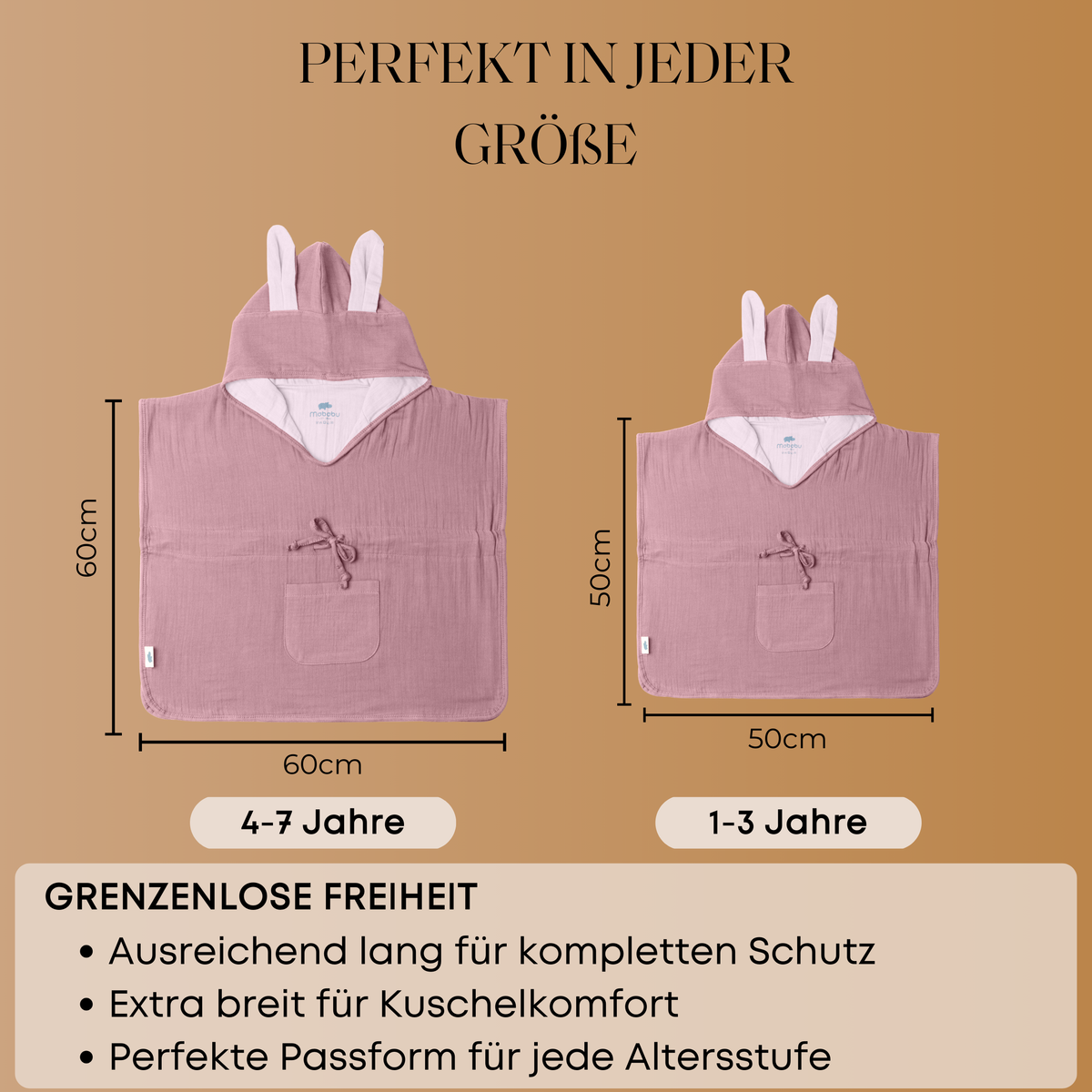 Mababu Badeponcho mit Hasenohren aus Bio-Musselin – Bild 45