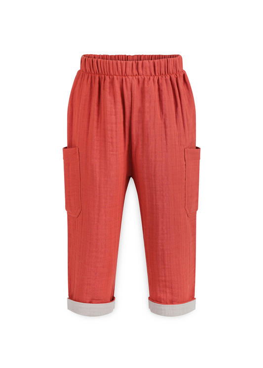 Mababu zweifarbige Musselin-Hose aus Bio-Baumwolle