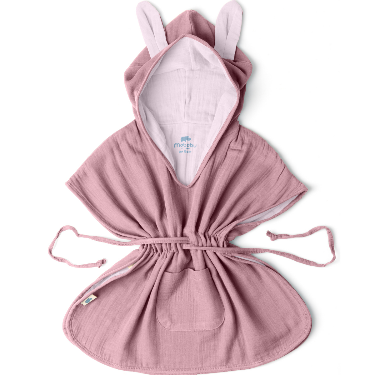 Mababu Badeponcho mit Hasenohren aus Bio-Musselin – Bild 48