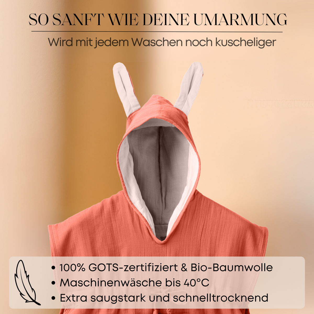 Mababu Badeponcho mit Hasenohren aus Bio-Musselin – Bild 58