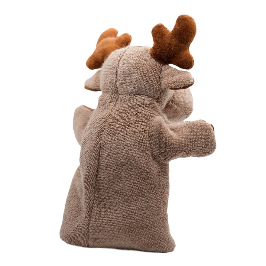 Mababu Handpuppe Erik der elegante Elch aus Bio-Baumwolle in Dunkelbraun – Bild 2