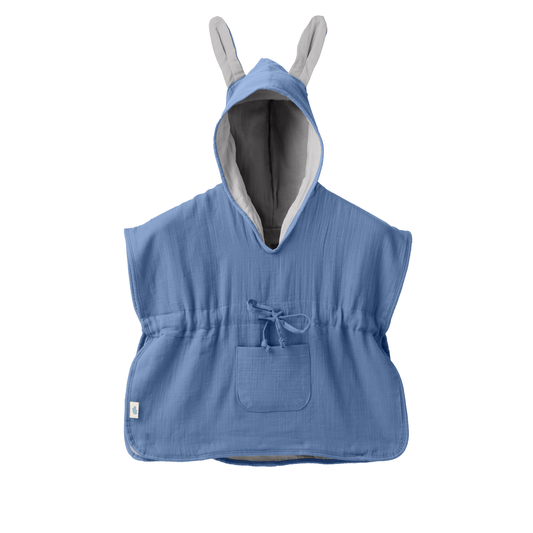 Mababu Badeponcho mit Hasenohren aus Bio-Musselin