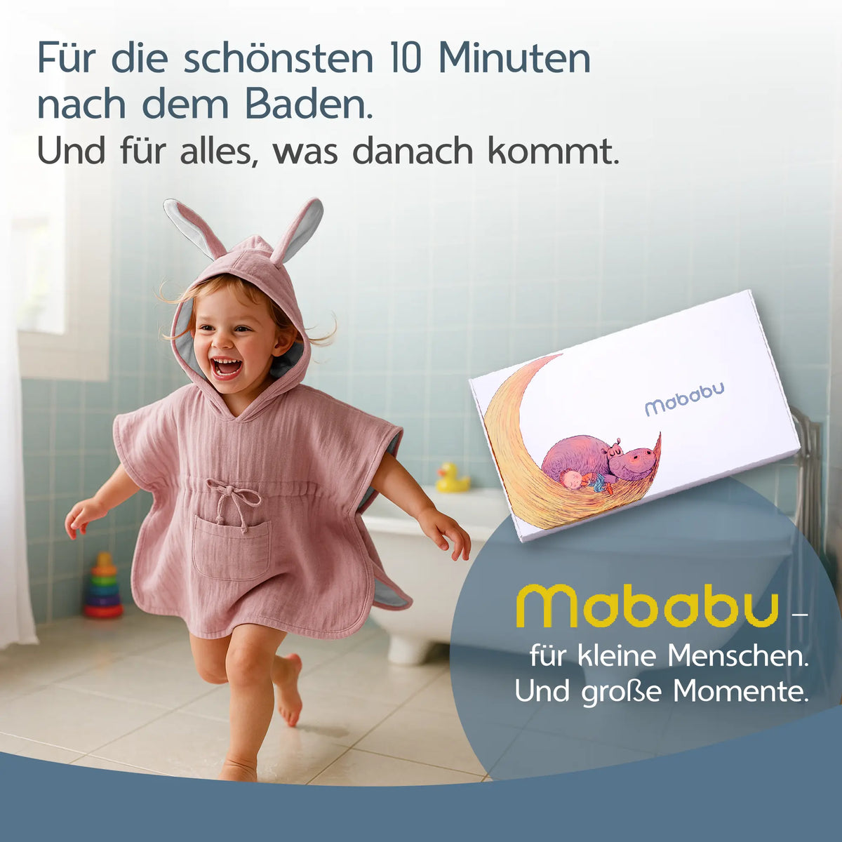 Mababu Badeponcho mit Hasenohren aus Bio-Musselin – Bild 80