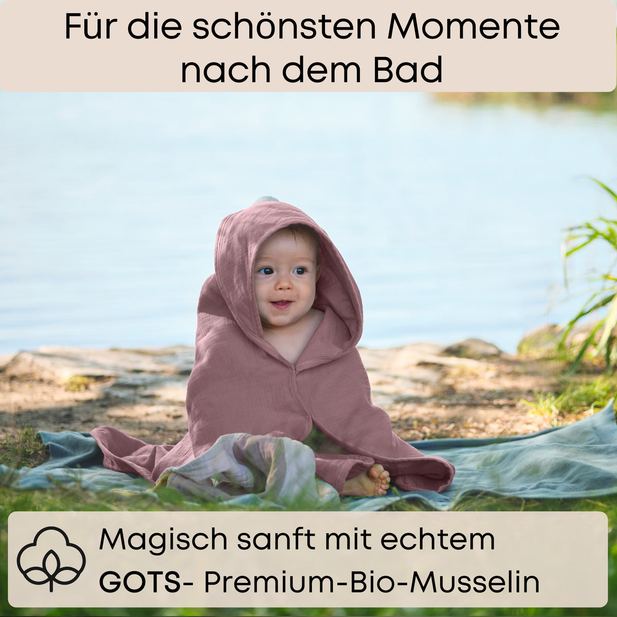 Mababu Kapuzenhandtuch aus Bio-Musselin 75 x 75 cm – Bild 41