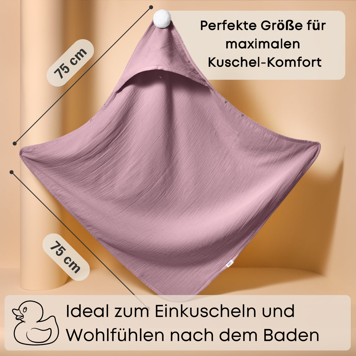 Mababu Kapuzenhandtuch aus Bio-Musselin 75 x 75 cm – Bild 42