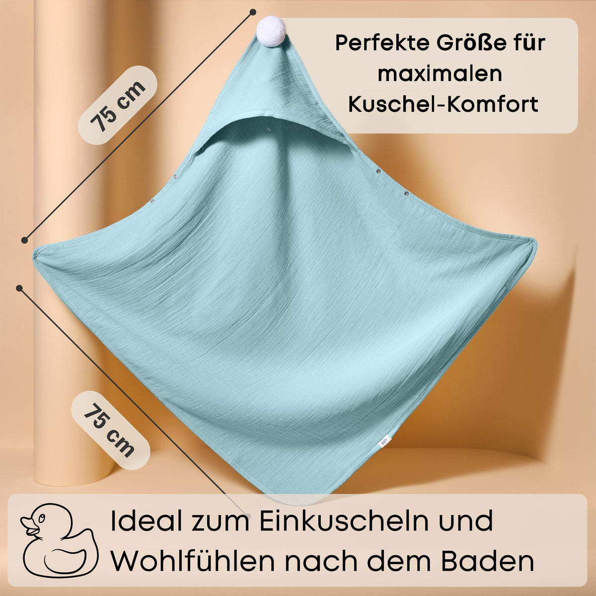 Mababu Kapuzenhandtuch aus Bio-Musselin 75 x 75 cm – Bild 68
