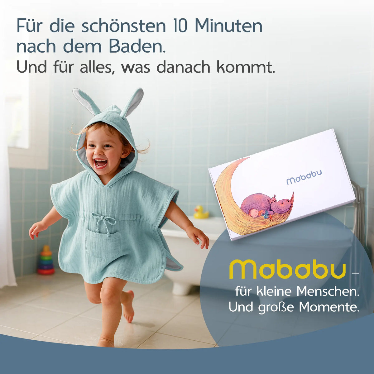 Mababu Badeponcho mit Hasenohren aus Bio-Musselin – Bild 88