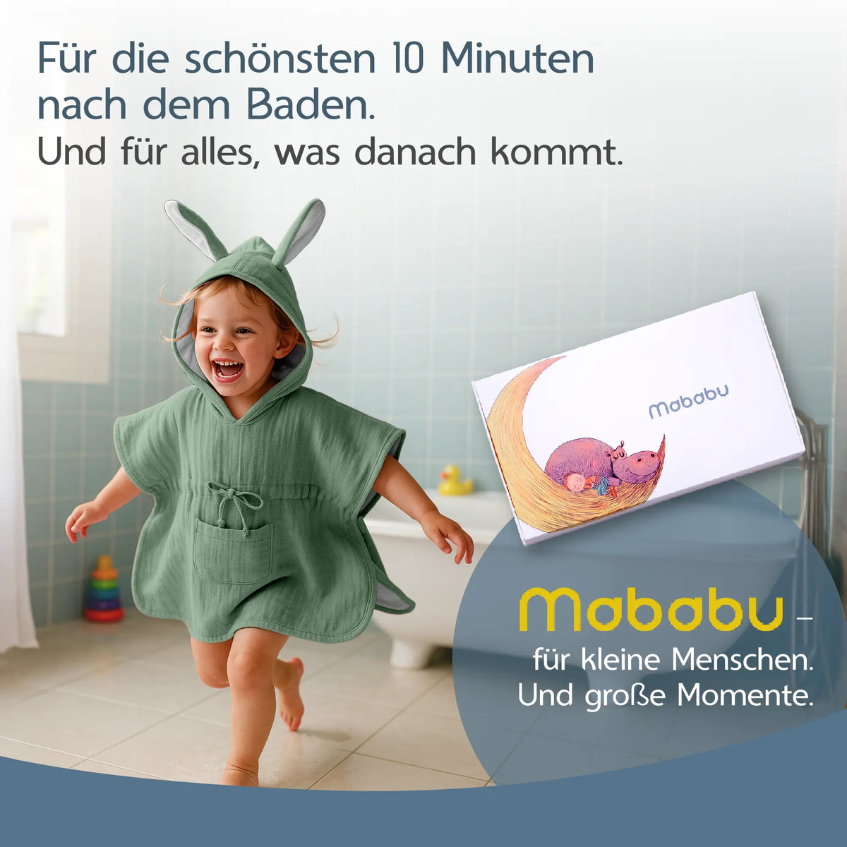 Mababu Badeponcho mit Hasenohren aus Bio-Musselin – Bild 72