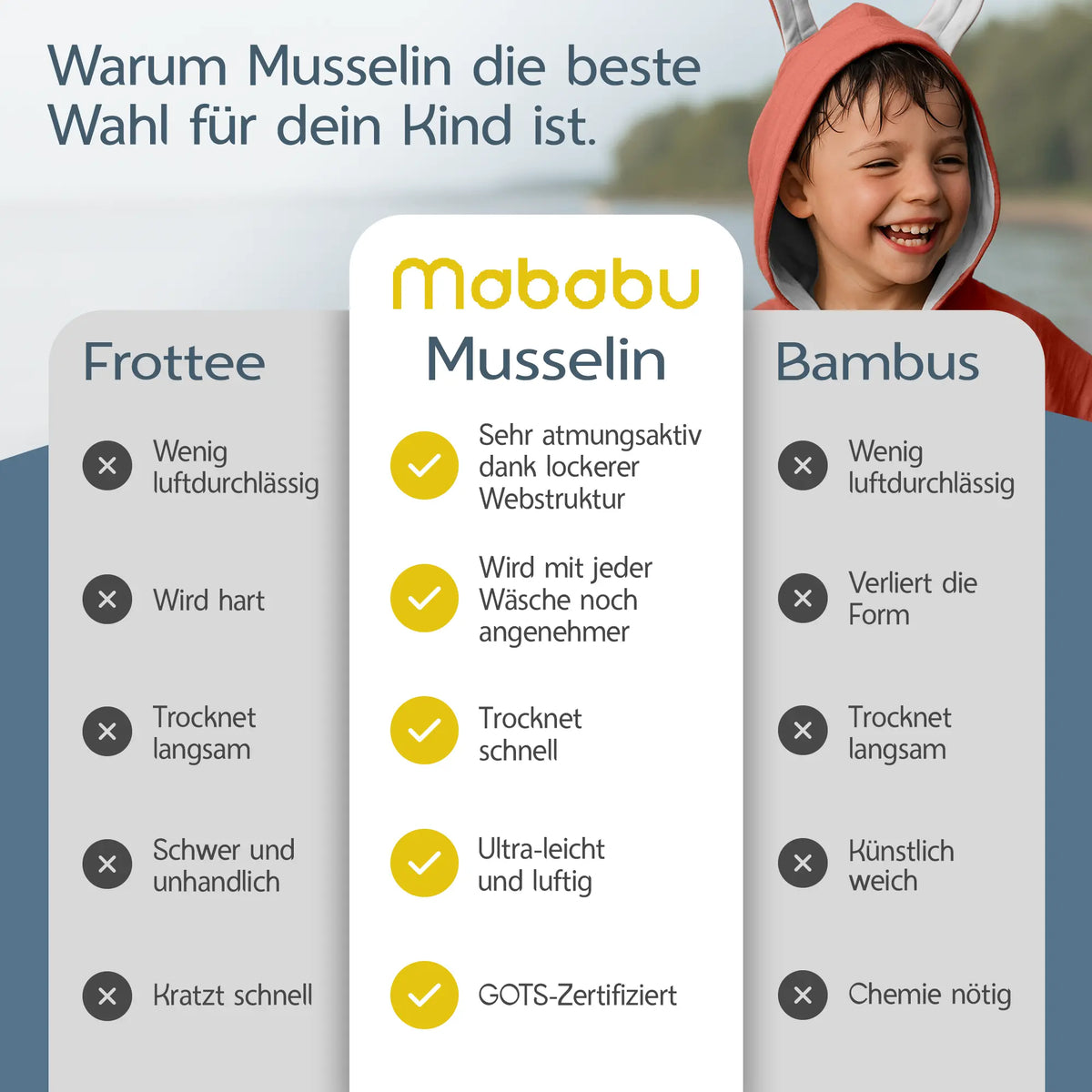 Mababu Badeponcho mit Hasenohren aus Bio-Musselin – Bild 91