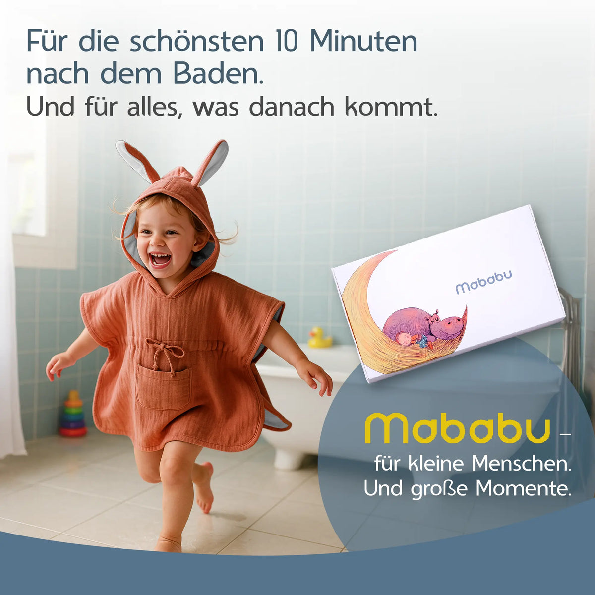 Mababu Badeponcho mit Hasenohren aus Bio-Musselin – Bild 93