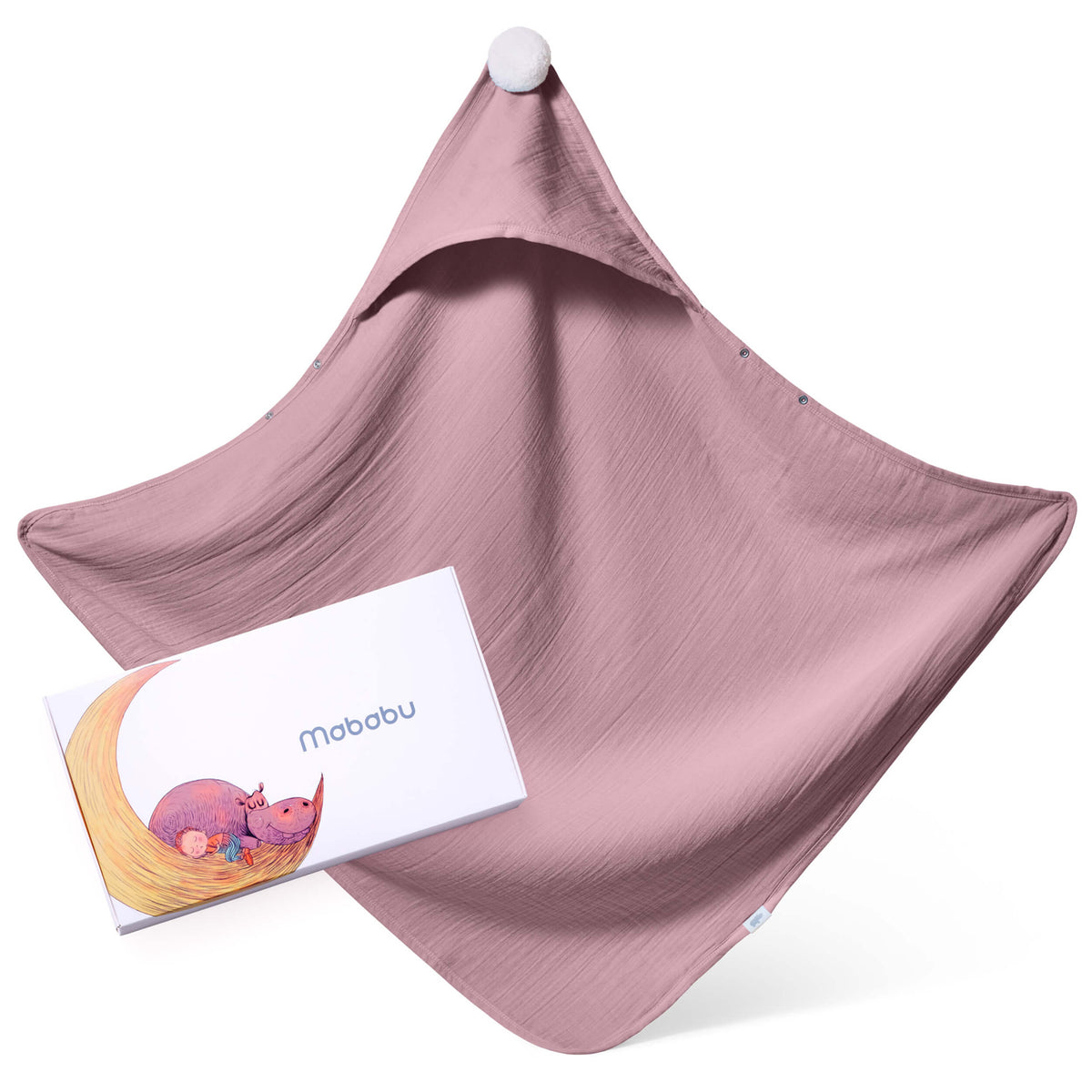 Mababu Kapuzenhandtuch aus Bio-Musselin 75 x 75 cm in Dusty Rose