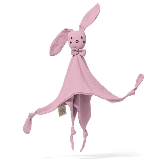 Mababu Musselin-Schmusetuch Hase aus Bio-Baumwolle in Dusty Rose