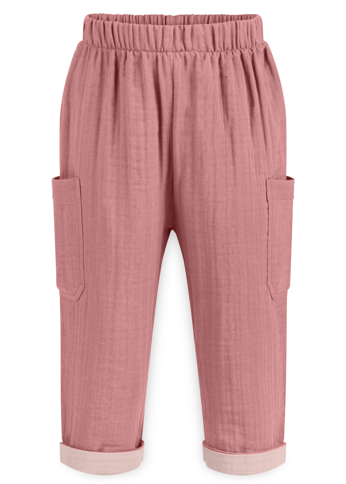 Mababu zweifarbige Musselin-Hose aus Bio-Baumwolle in Dusty Rose / Pink